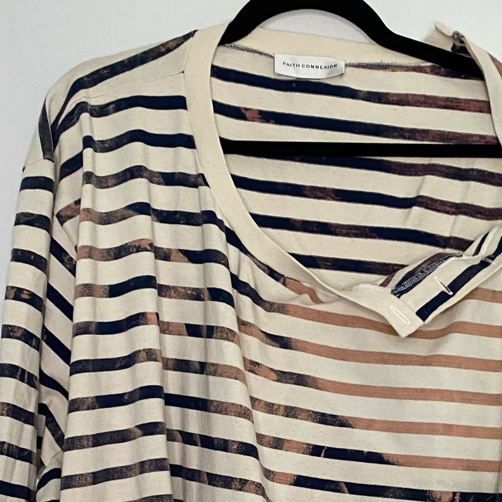 Faith Connexion Ecru & Navy Over Sailor Tee Shirt - Picture 2 of 9